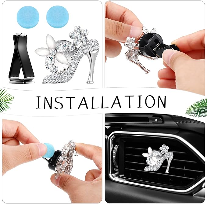 Frienda 8 Pcs Bling Car Air Vent Clips Crystal Rhinestone Air Conditioning Outlet Clip Cute Diamond Interior Car Accessories 