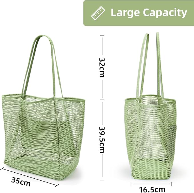 KALIDI BeachNylon Mesh Tote Bag, Casual Tote Bag Hobo Women Foldable MAX 23L Shoulder Bag For Beach Picnic Vacation