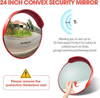 Convex Traftic Mirror - 24" Outdoor Driveway & Security Parabolic Safety Mirrors, Acrylic Blind Spot Mirror for Garage Retail Stores