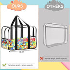 6 Packs XXL Toy Storage Bags 16.5×11.8×6.8In with Labels, Large Capacity Reusable Clear PVC Board Game Storage, Travel Waterp