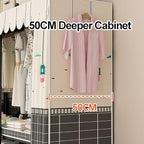 Portable Foldable Wardrobe Closet with Cover, Metal Clothes Rack for Hanging Garments, Stylish Curtain Organizer for Bedroom,