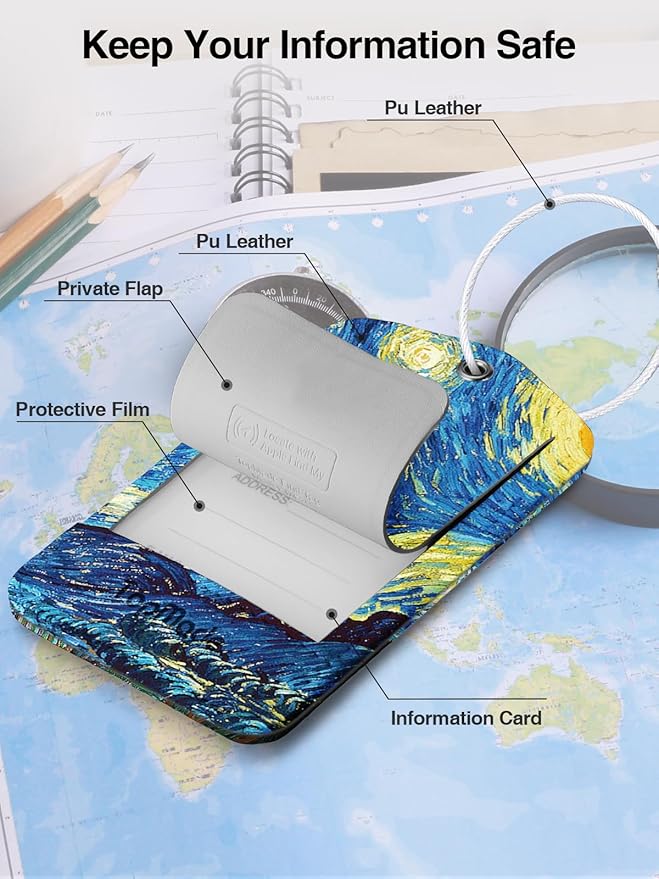 TopMade Smart Luggage Tag with Find My, Premium Leather Luggage Tags for Suitcase, Travel Bags, Backpacks, Anti-Lost Suitcase