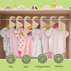 16Pcs Adorable Wooden Baby Closet Dividers, Double-Sided Clothes Size Organizer with Labels from Newborn to 24 Months, Cute N