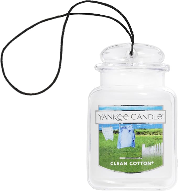 Yankee Candle Car Air Fresheners, Hanging Car Jar Ultimate, Neutralizes Odors Up To 30 Days, Clean Cotton, 0.96 OZ (Pack of 1