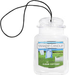 Yankee Candle Car Air Fresheners, Hanging Car Jar Ultimate, Neutralizes Odors Up To 30 Days, Clean Cotton, 0.96 OZ (Pack of 1