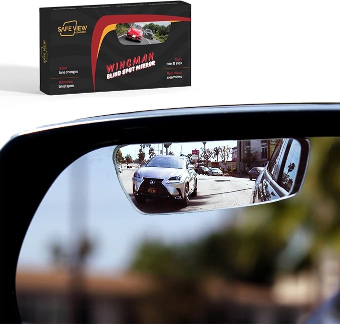 Safe View Wingman Blind Spot Mirrors – See More, Drive Safer – Real Convex Glass, Wide Angle Vision, Easy Peel & Stick, Durable Weatherproof Design