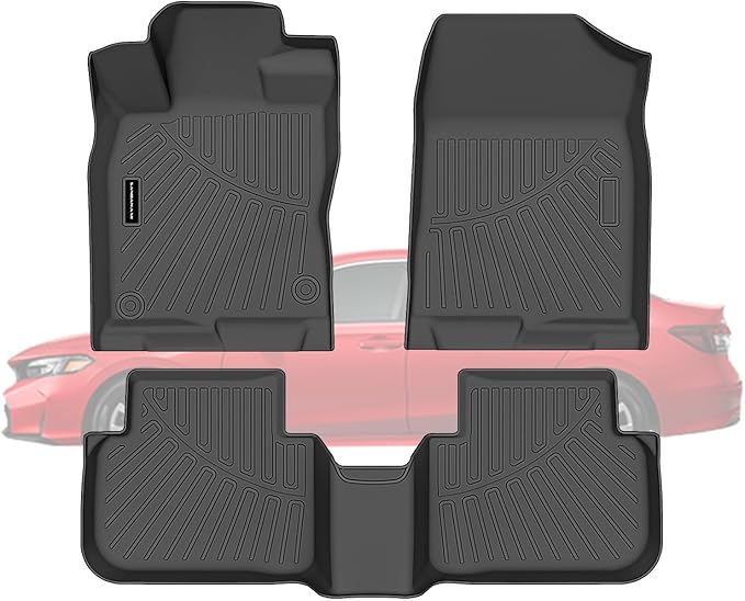 TPE Floor Mats for 2022-2026 Honda Civic Sedan Hatchback Si(Include Sport， All Weather Car Floor Liners Fit Honda Civic Accessories Black