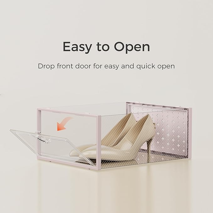 Pinkpum 15 Pack X-Large Shoe Storage Boxes, Shoe Organizer for Closet Clear Plastic Stackable Shoe Dispaly Case Bins Holder, 