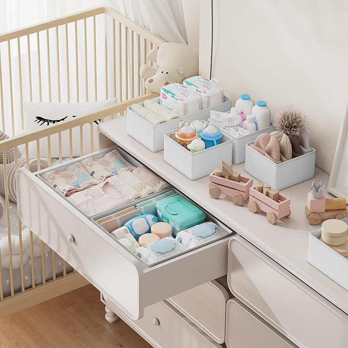 DIMJ Drawer Organizer Clothes Storage - 18 Pack Baby Dresser Organizer for Nursery, Foldable Closet Drawer Organizer Bins for