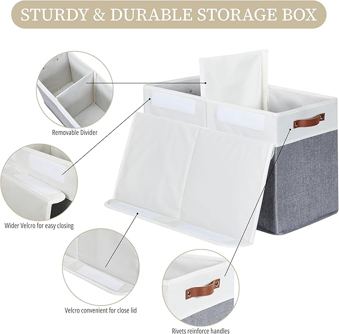 DECOMOMO Large Toy Storage Box with Lid - 25L x 12W x 16H inches Toy Chest Storage Bin with Divider for Kids, Nursery, Playro