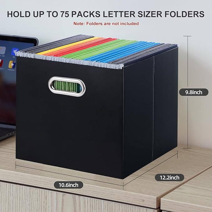 Oterri Cardboard File Organizer Box for Hanging File Folders Letter Size,Large File Box for Computer Desk,File Cabinet,Workin