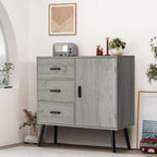 Iwell Storage Cabinet with 3 Drawers & Adjustable Shelf, Sideboard Buffet Cabinet, Small Freestanding Floor Storage Unit, for
