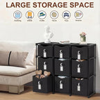 9 Cube Storage Organizer Shelf with Storage Bins and Label, 11 Inch Toy Cube Bins Clothes Closet Organizers Drawers Fabric Dr