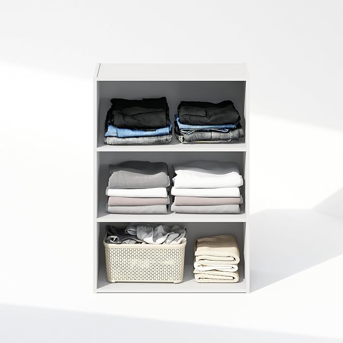 Furinno Reed Closet Organizers and Storage, 3-Tier Reversible Closet Shelves, Closet Organization Shelf, 9.7 x 23.7 x 31.5, f