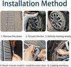 Quick Fit Automotive Snow Chains for Emergency Use Easy Installation Without Tools for Cars Minivans and Small SUVs silver 23