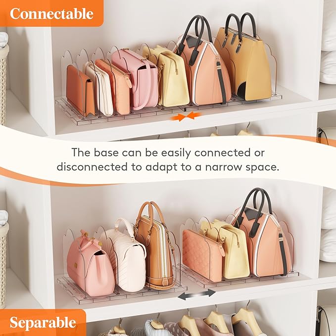 Lifewit Purse Organizer for Closet, Clear Handbags Storage Organizer, Adjustable Clutch Purse Storage Organizer Holder for Cl