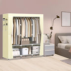 LOKEME Wardrobe Closet,Portable Closet for Bedroom Steel Pipe Diameter 19mm Strong and Sturdy Off White Portable Closets for 
