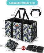 WONDAY Extra Large Reusable Grocery Bag Carrier with Handle, Thirty One Utility Tote Foldable for Shopping and Beach