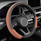 KAFEEK Steering Wheel Cover, Universal 15 inch, Microfiber Leather Viscose, Breathable, Anti-Slip,Warm in Winter and Cool in 