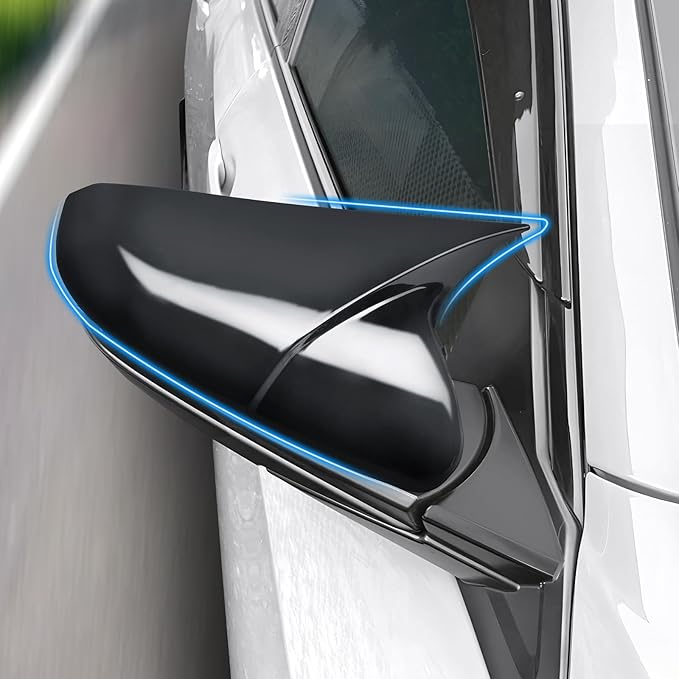 Side Rear View Mirror Cover Exterior Accessories Rearview Wing Mirror Caps Cover Ox Horn Compatible With Honda 10th Gen Civic 2016 2017 2018 2019 2020 2021 Glossy Black