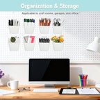 8 Pack Large Pegboard Bins with Hooks, Square Box Shape Peg Board Cups and Peg Board Accessories for Craft Room, Playroom, Of