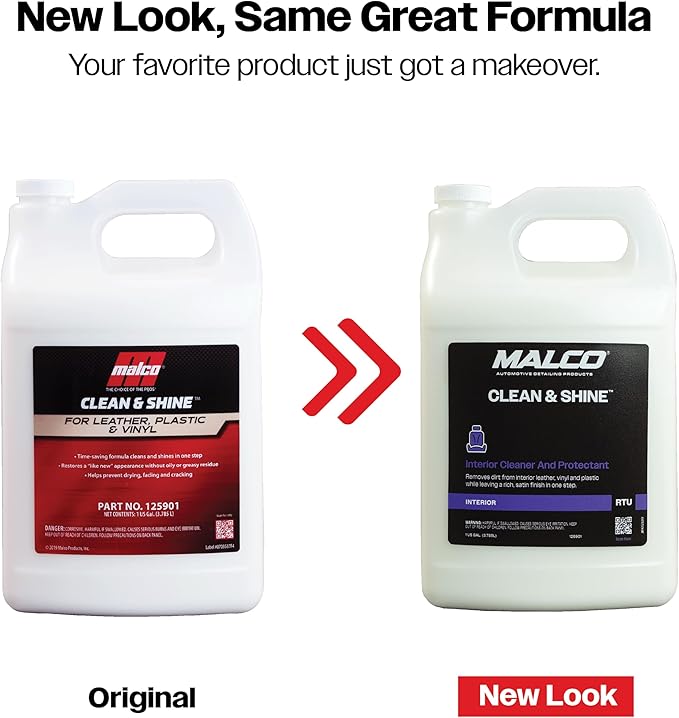 Malco Clean and Shine Interior Car Cleaner and Dressing - Best Interior Car Care to Restore Leather Plastic and Vinyl / 1 Sim