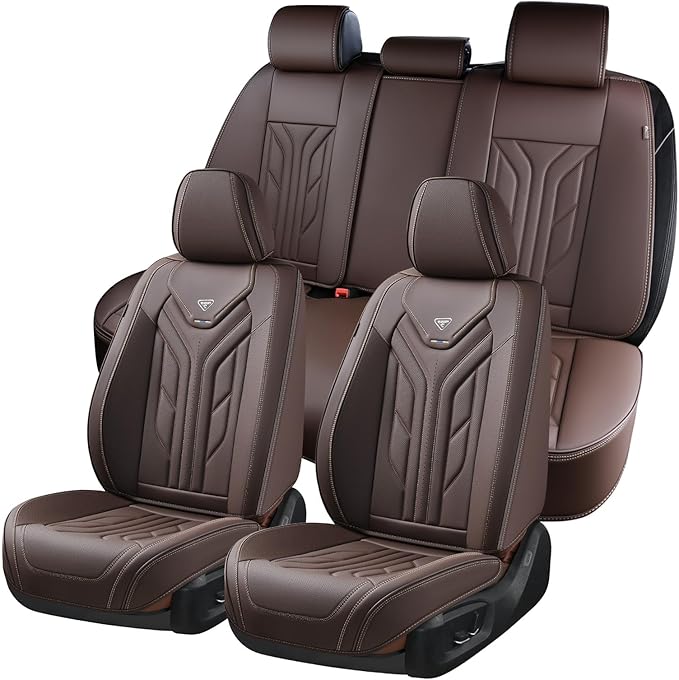 Coverado Car Seat Covers Full Set, Car Seat Protectors Leather Seat Covers for Cars, Automotive Seat Covers Car Accessories U
