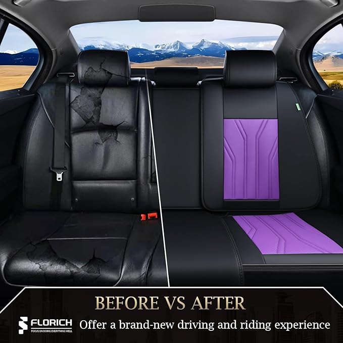 FLORICH Rear Seat Covers Leather Car Seat Covers Waterproof Back Seat Cover Automotive Seat Covers Universal Seat Cushion Pro