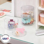 STORi Bella Stackable Clear Plastic Container (Set of 3) Round Vanity Storage Organizers with Lids for Hair Accessories & Bea