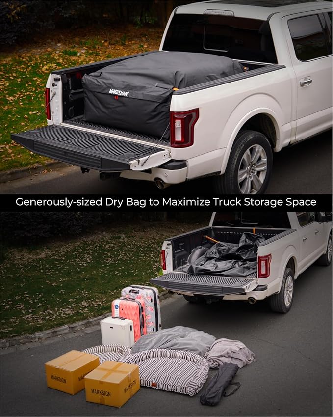 Truck Bed Bag, 100% Waterproof Truck Cargo Bag Fits Any Truck Size with 4 Handles, Built-in 4 Ratchet Tie Down Straps, 26 Cubic Feet (51''x40''x22'')