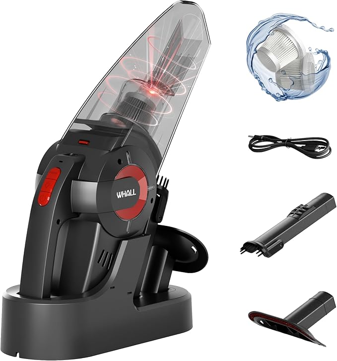Whall Handheld Cordless Car Vacuums, Wet and Dry Use 9000Pa Strong Suction Vacuums, Rechargeable Portable Vacuum Cleaner with