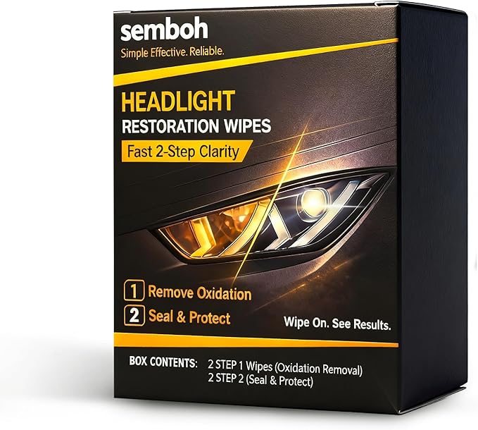 Ceramic Car Headlight Restoration Kit, No Sanding, Removes Yellowing and Cloudiness, Restores Clarity to Like New Look, No Po