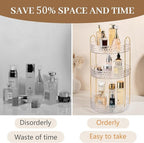 Rotating Makeup Organizer for Vanity, 3 Tier Perfume Skincare Storage for Women, Bathroom Counter Organizer, 360 Spinning Cos