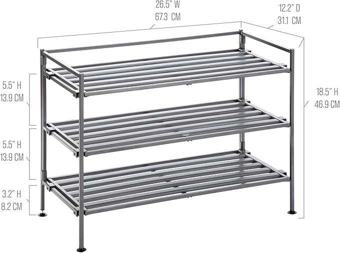 Seville Classics Sturdy Freestanding Storage Shelf for Bedroom, Closet, Entryway, Dorm Room Organizer Stackable Durable Metal