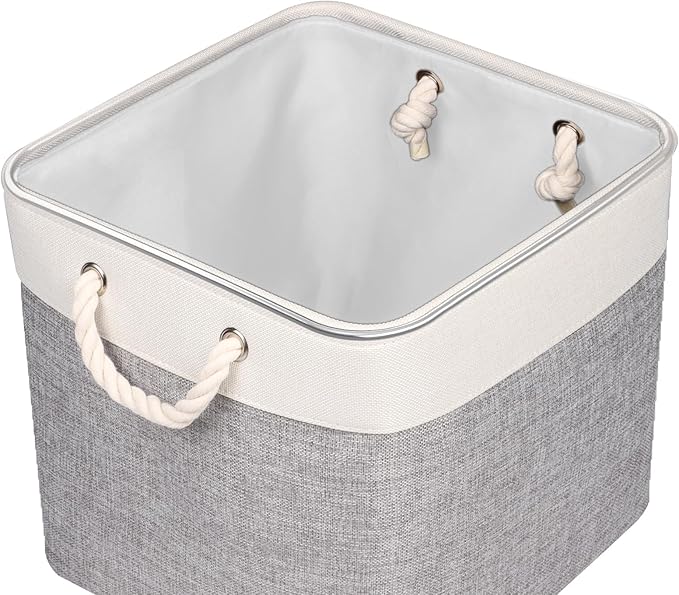 Univivi Foldable Storage Basket Fabric 13 inch Cube Storage Bins with Hard Bottom &Sturdy Handles Storage Cube for Shelf Clos