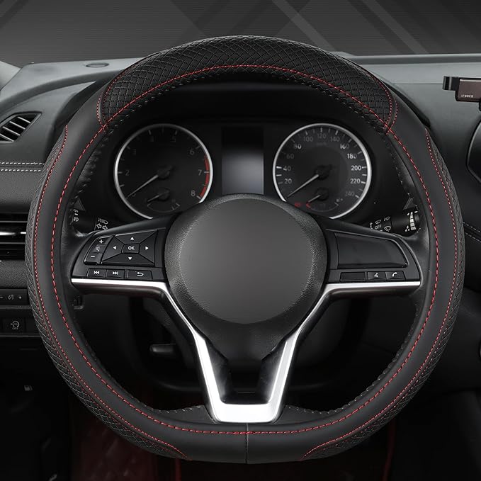 West Llama Customized Auto Car Steering Wheel Cover for Nissan,D Shaped Steering Wheel Cover for Rogue,Altima,Kicks (D-Shaped