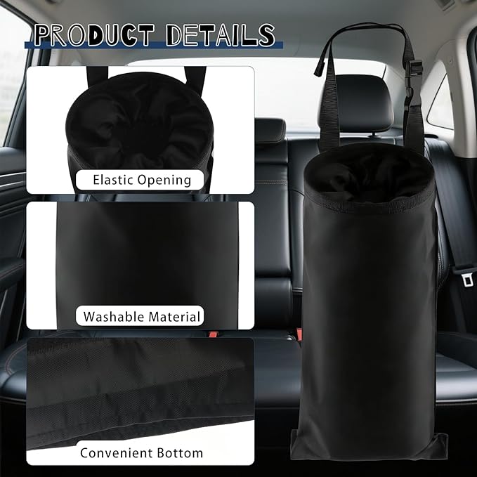6 Pcs Car Trash Bags Hanging Back Seat Garbage Bag Washable Detachable for Car Outdoor Traveling Home Use