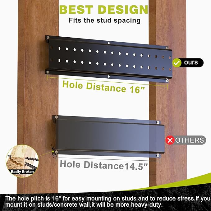 NattyDot Garage Tool Organizer Wall Mount 49.5inch with 9 Hooks Ski Rack for Garden Shovel Holder Garage Wall Organizer Wall 