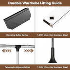 Pull Down Closet Rod, 60 lbs Load Capacity Adjustable 26-35 Inches Stainless Steel Soft-Close Wardrobe Lift with Two-way Buff