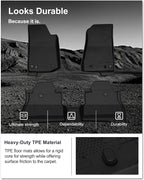 KIWI MASTER Floor Mats for 2020-2026 Jeep Gladiator JT, OEM Replacement 82215626AB, Custom Fit All Weather Car Mats, Heavy Duty TPE Floor Liners, Front & Rear 2 Row, Black