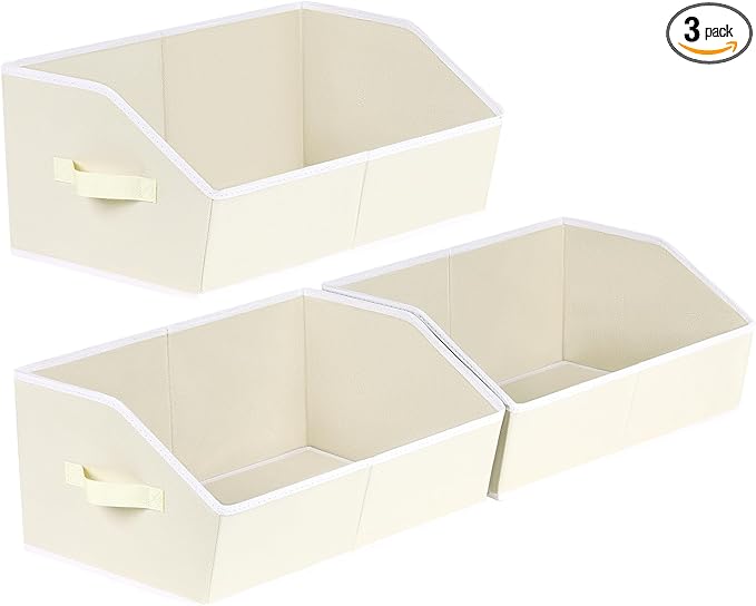 Homsorout Trapezoid Closet Shelf Organizer - Large Baskets for Organizing, Fabric Storage Box for Shelves, Cube Storage Bins 