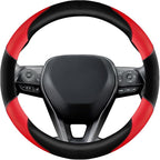 Soft Leather Steering Wheel Cover with Breathable Design and Anti-Slip Grip, Specially Designed for 14.5-15.2 inch Circular S