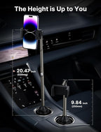JSAUX Car Cup Holder Cellphone Mount, Metal Long-Arm Ultra Stable Phone Holder for Car Cupholders - Adjustable for iPhone 16 