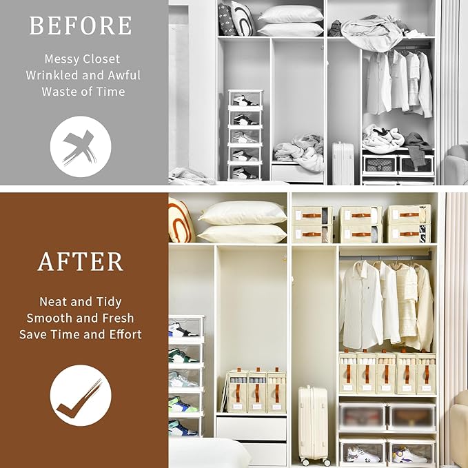 Bed Sheet Organizers and Storage, 8 Pack Linen Closet Organizers, Foldable Bedding Storage for Queen or King Size Bedsheets, 
