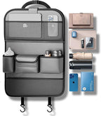 2 Pack Leather Car Backseat Organizer with Foldable Table Tray, Car Storage Organizer with Tablet Holder, Car Seat Back Protectors Kick MatsTravel Accessories