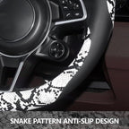 ZHOL Snake Skin Steering Wheel Cover Leather 14.5-15 Inch, Reversible Car Steering Wheel Cover for Women Men, Anti-Slip Desig