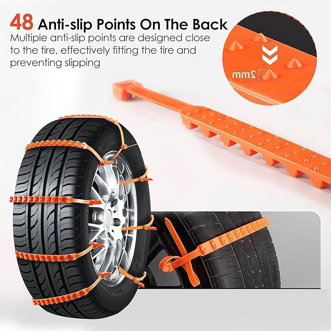 Reusable Snow Tire Chains for Trucks & SUVs - 2025 Upgrade 20 PCS Emergency Anti-Skid Traction Chains, Heavy Duty Plastic Whe