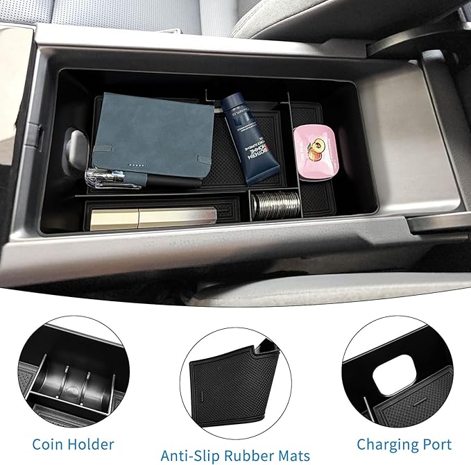 Xaido Center Console Armrest Tray Compatible with 2025 2026 Toyota Camry 9th Gen (XSE/XLE/SE/LE) Interior Accessories, Console Storage Box Organizer-Black