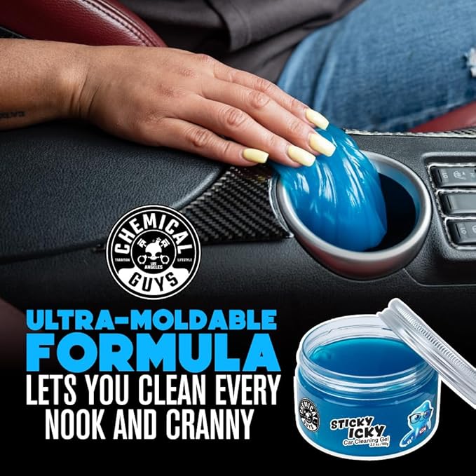 Chemical Guys Sticky Icky Car Cleaning Gel, Green Apple, Interior Car Cleaner, Reusable Automotive Crevice & Interior Dust Cl