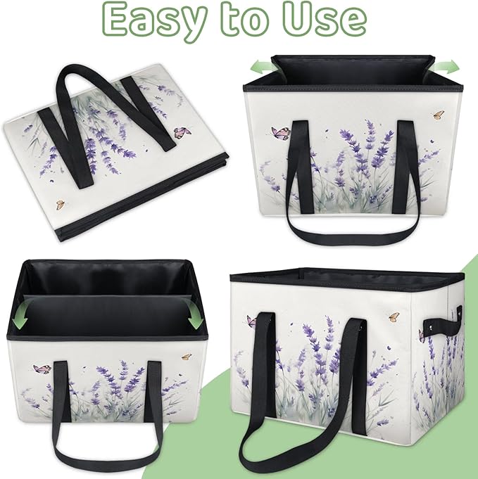 Reusable Grocery Bags Heavy Duty Shopping Bags Foldable Large Tote Bags with Long Handles & Hard Bottom